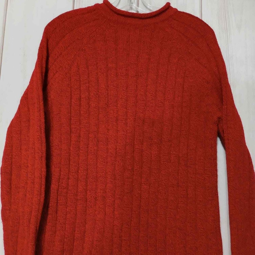 Carolyn Taylor Red Ribbed Mock Neck Sweater Womens Medium Raglan Sleeve